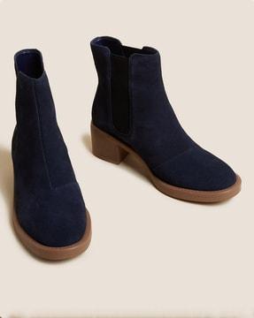 panelled slip-on ankle-length boots