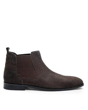 panelled slip-on formal boots