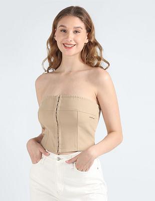 panelled solid bustier top