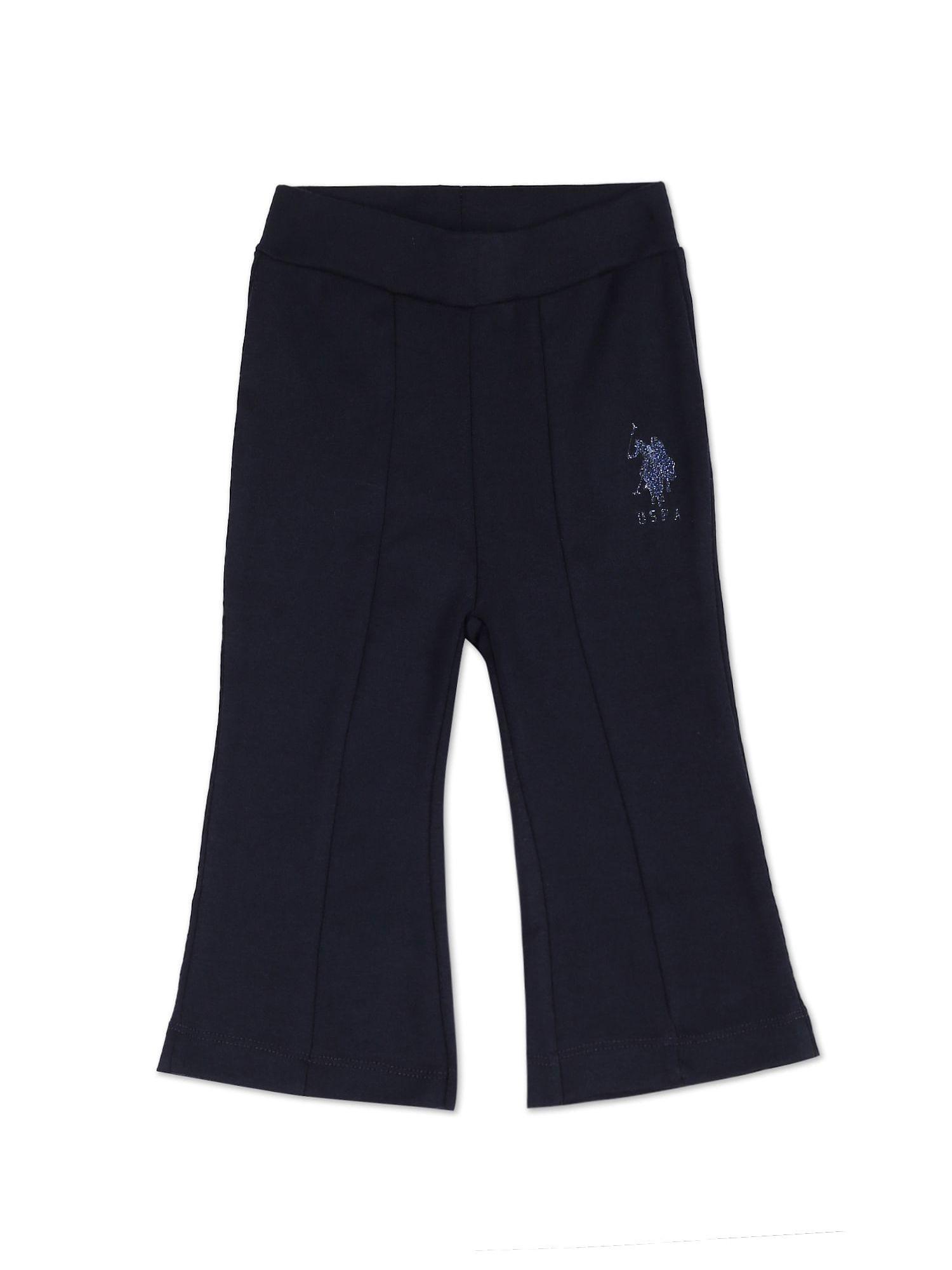 panelled solid track pant navy blue
