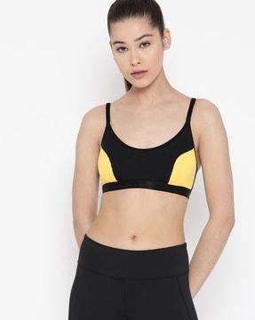 panelled sports bra with adjustable straps