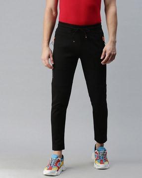 panelled straight track pants with insert pockets