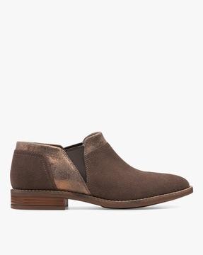 panelled suede slip-on shoes