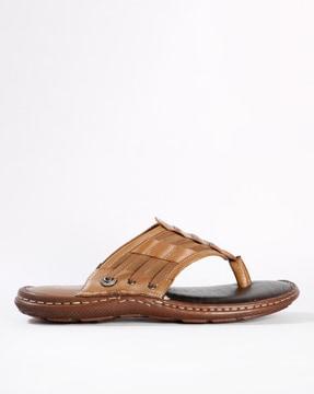 panelled t-strap flip-flops