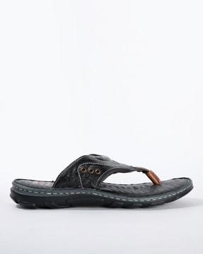 panelled thong-strap flip-flops