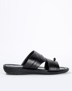 panelled toe-ring flip-flops