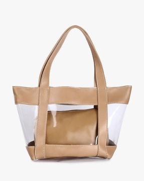 panelled tote bag with pouch