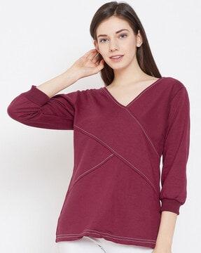 panelled v-neck sweatshirt