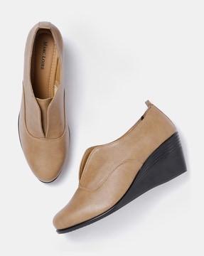 panelled wedge heeled shoes with front slit