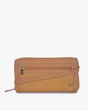 panelled zip-around wallet with detachable strap