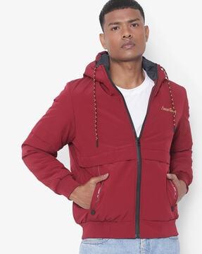 panelled zip-front hooded jacket