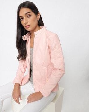 panelled zip-front jacket with insert pockets