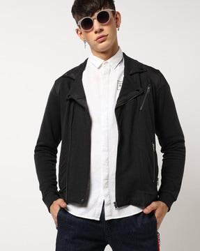 panelled zip-front jacket with insert pockets