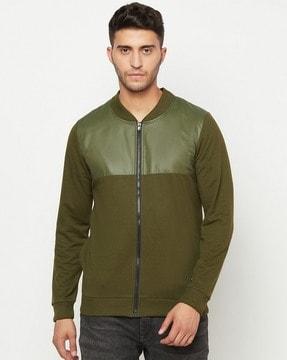 panelled zip-front sweatshirt with insert pockets