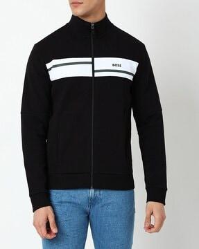 panelled zip-front sweatshirt