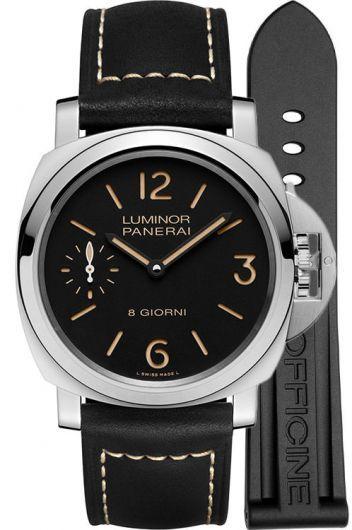 panerai luminor black dial manual winding watch with leather strap for men - pam00915