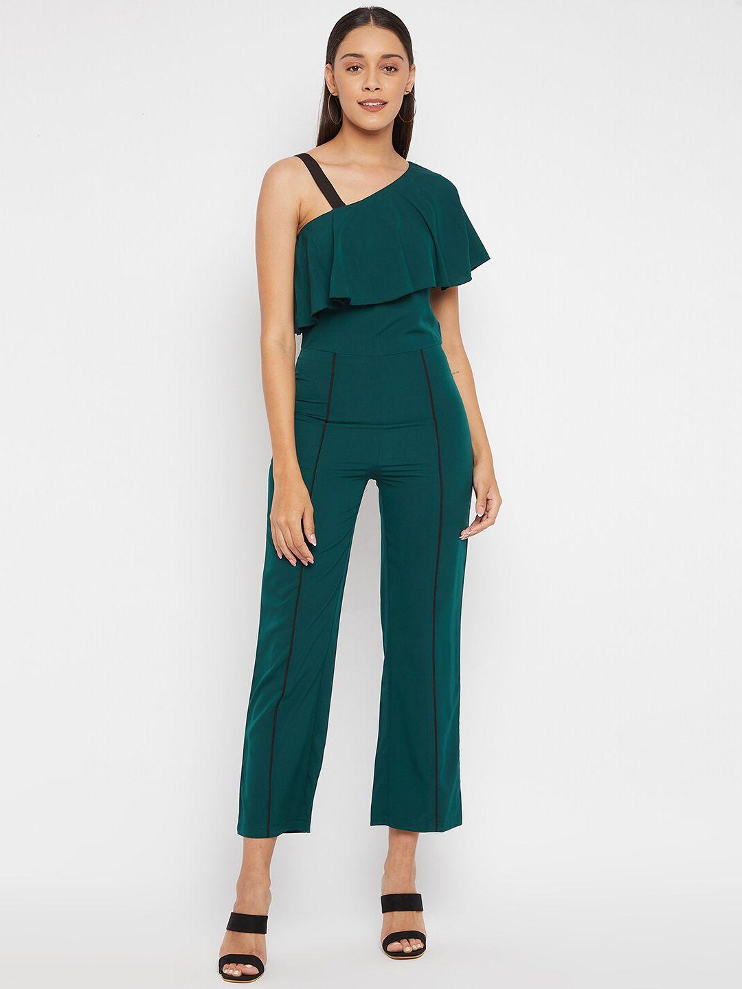 panit green basic jumpsuit with ruffles
