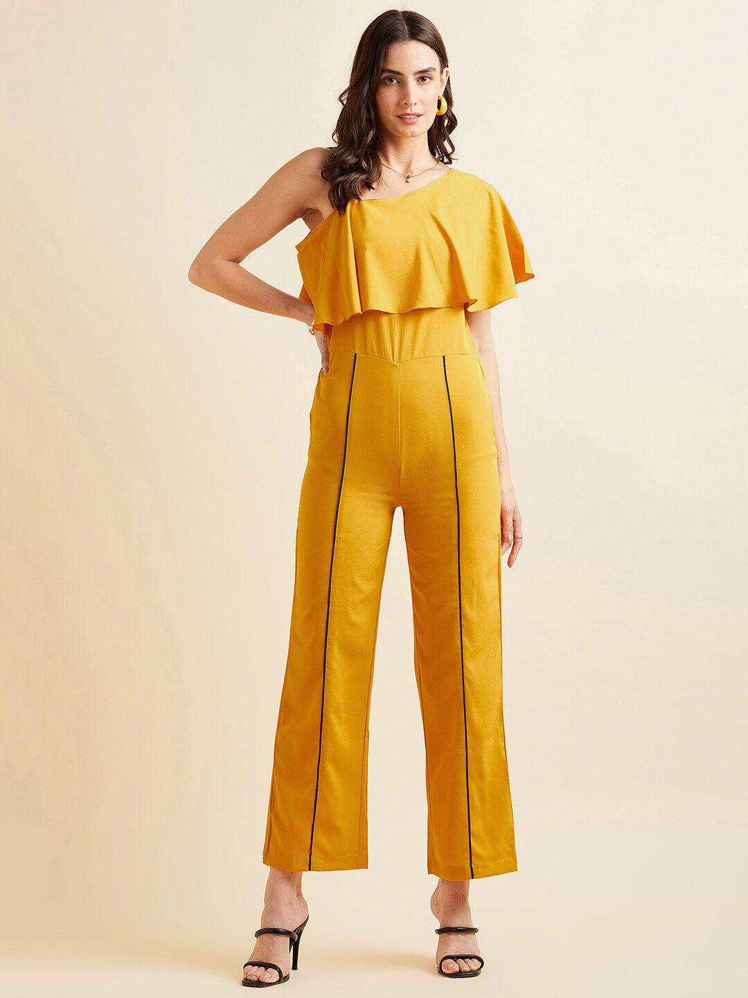 panit yellow basic jumpsuit with ruffles