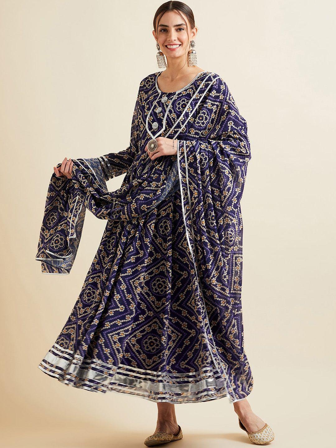 panit bandhani printed fit-flared midi ethnic dress