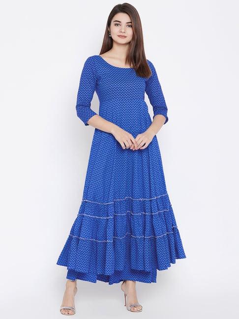 panit blue printed anarkali kurta