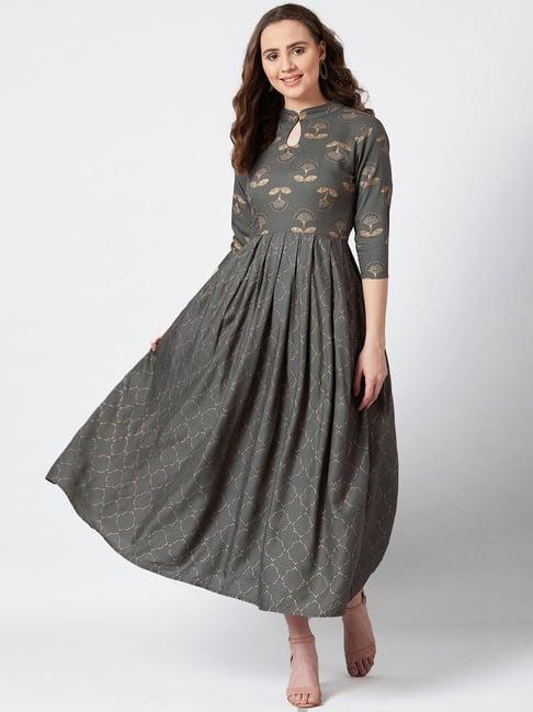 panit charcoal printed anarkali kurta