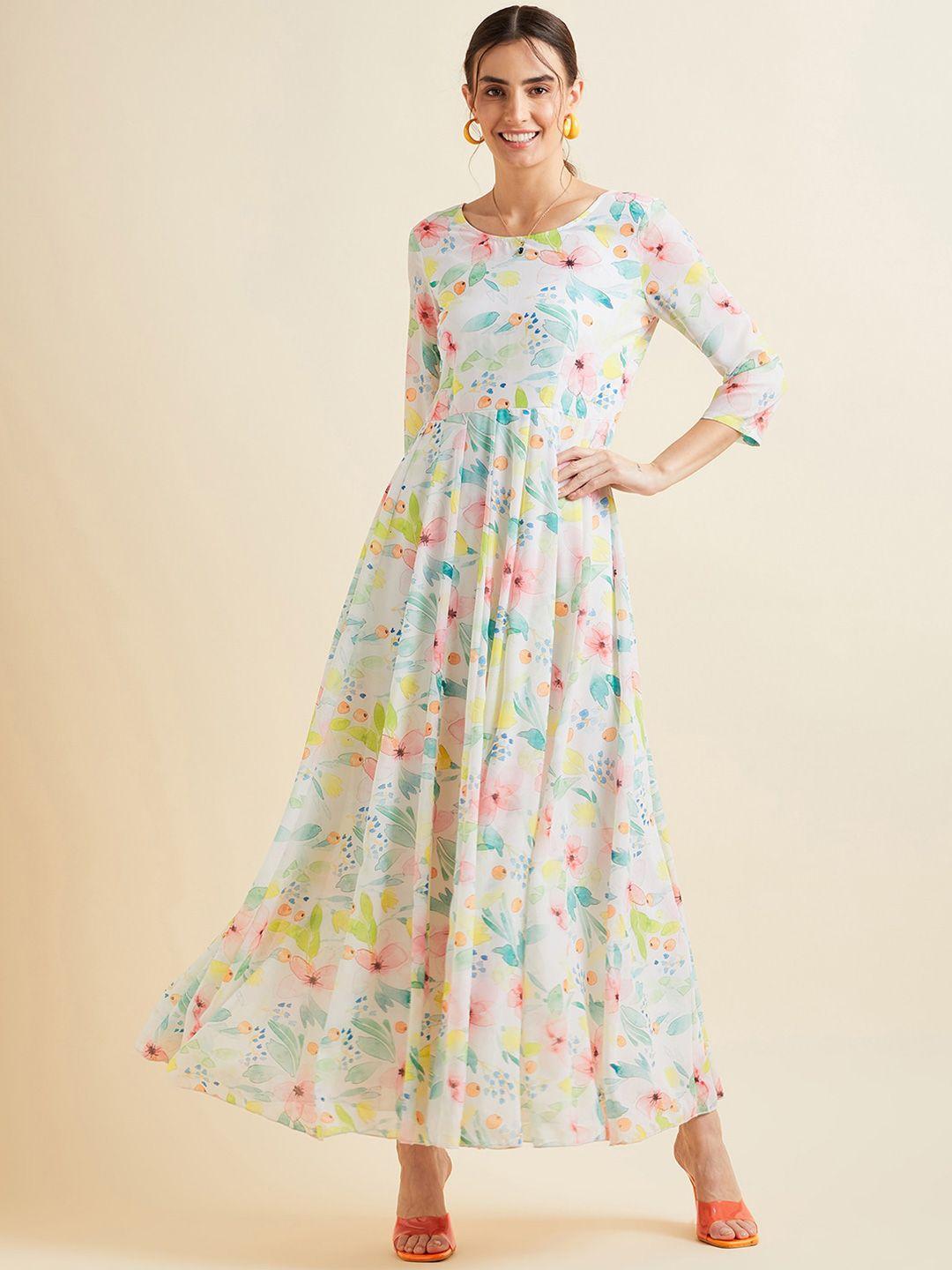 panit floral printed georgette fit & flare maxi dress