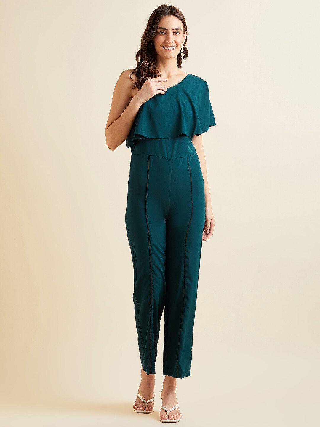 panit green basic jumpsuit with ruffles