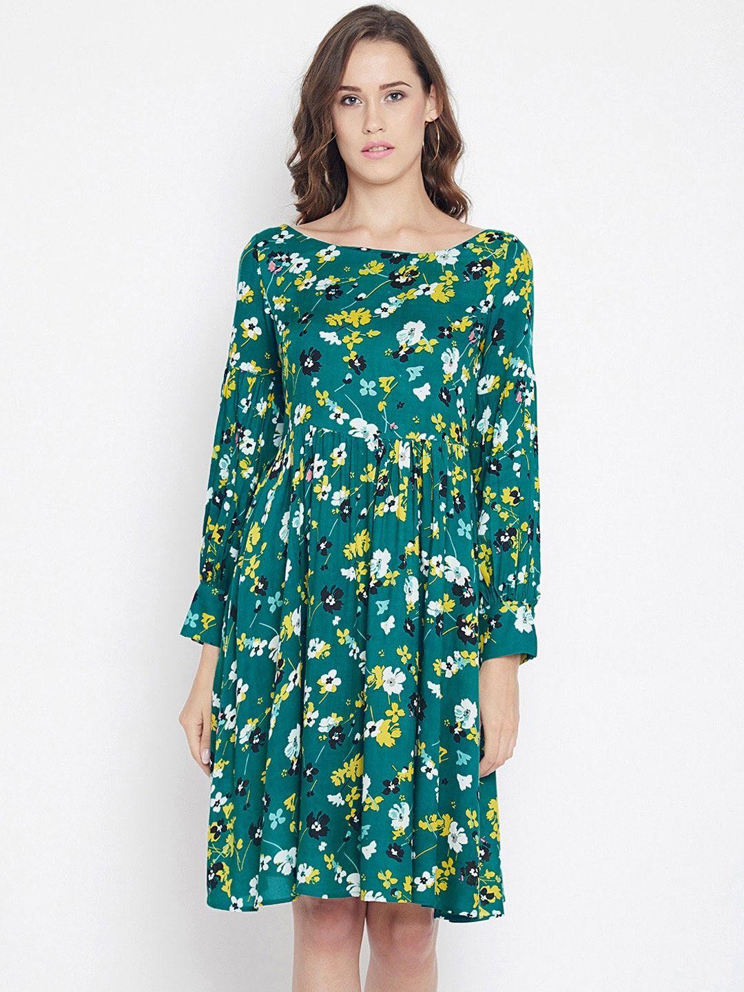 panit green floral crepe dress