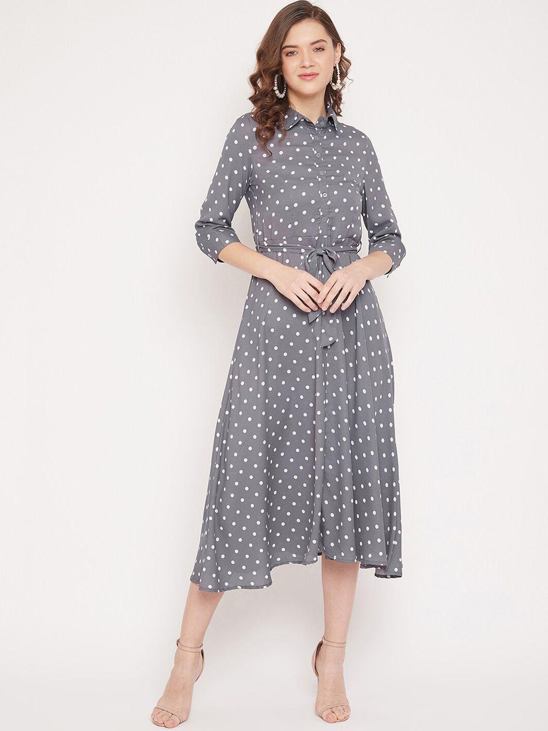 panit grey crepe shirt midi dress