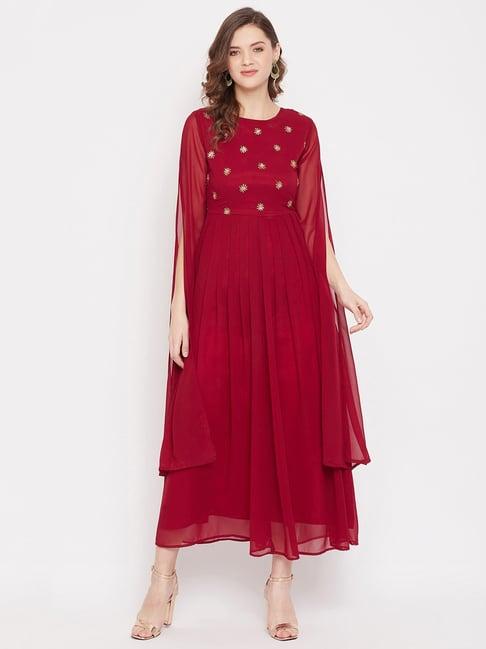 panit maroon embellished maxi dress