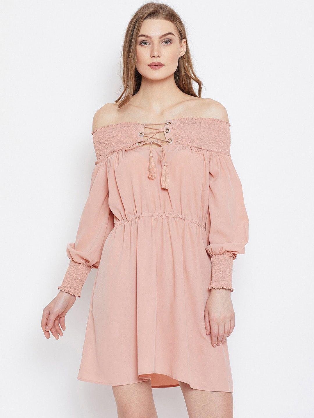 panit off-shoulder crepe dress