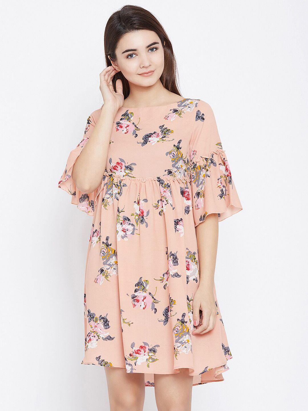 panit pink & purple floral printed crepe dress