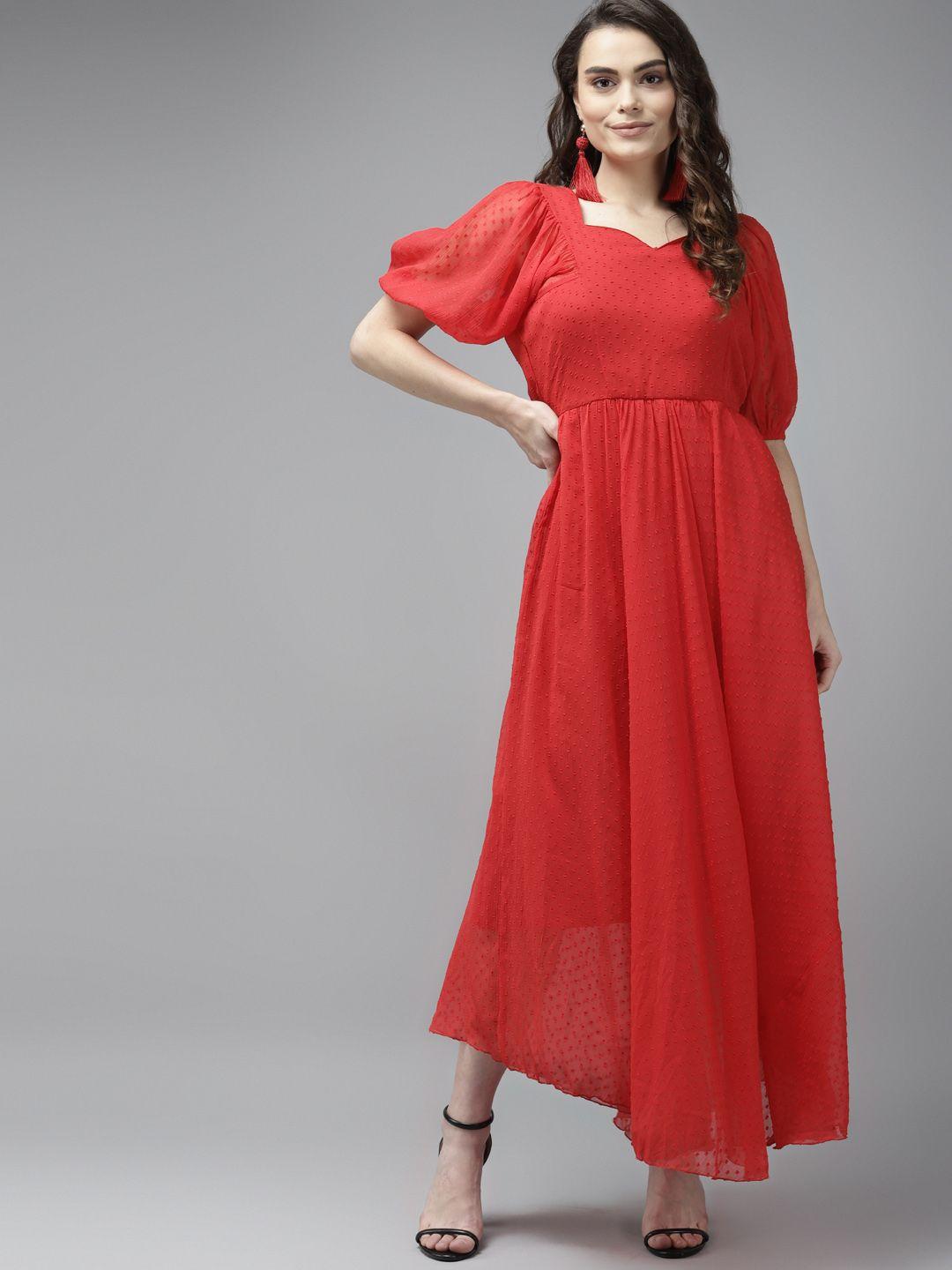 panit red georgette maxi dress