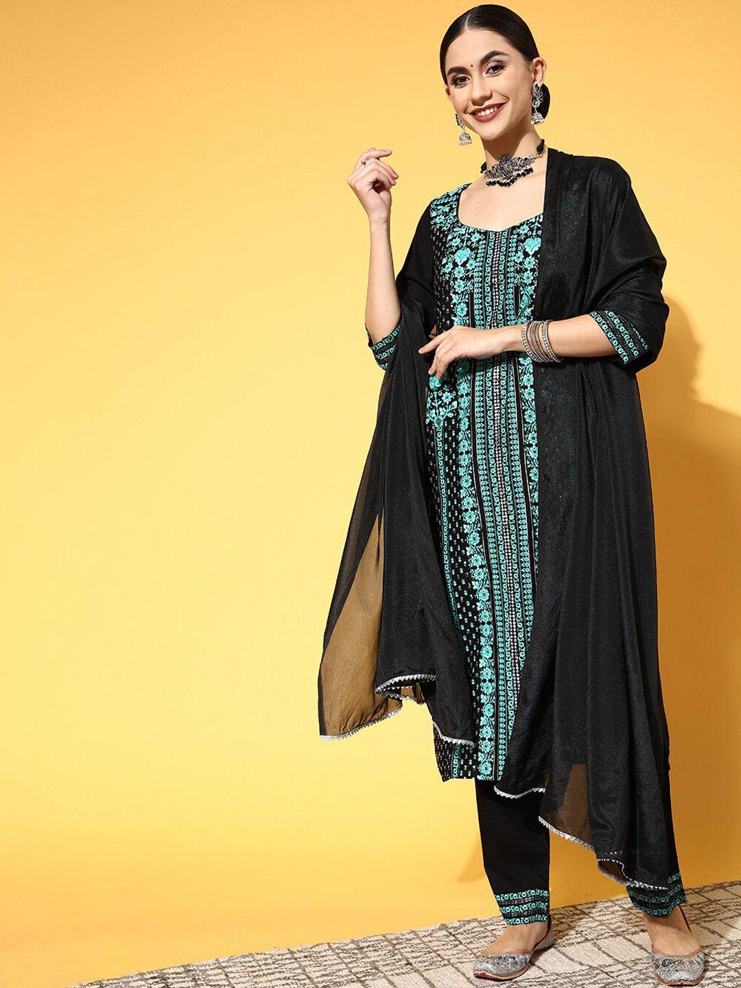 panit women ethnic motifs printed kurta with trousers & with dupatta