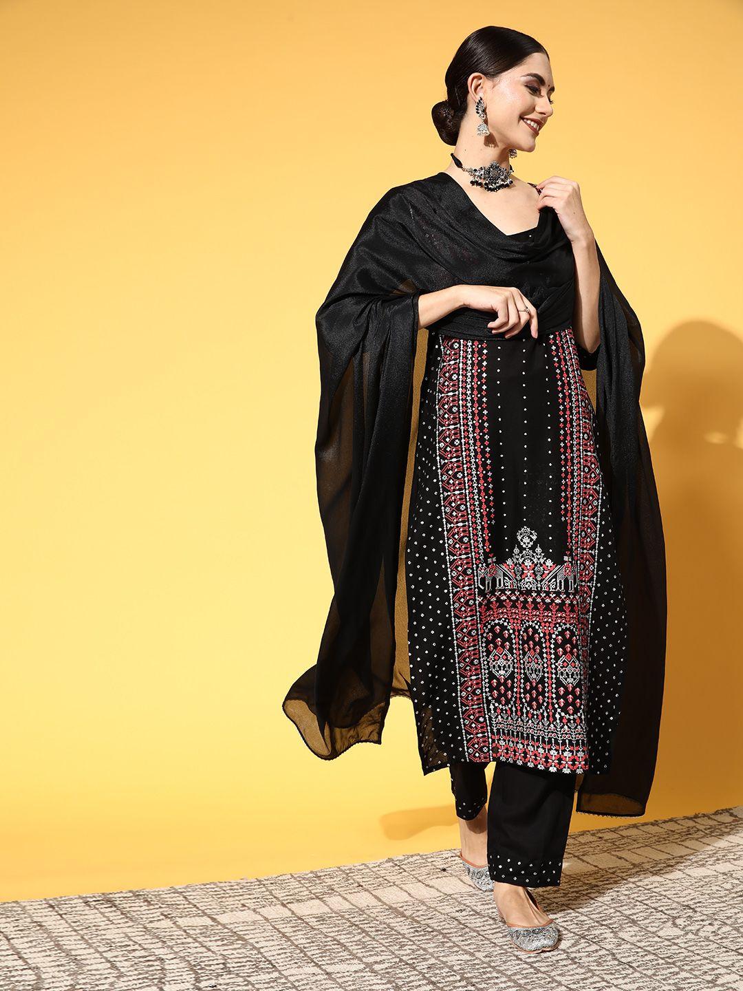 panit women ethnic motifs viscose rayon print parade kurta set