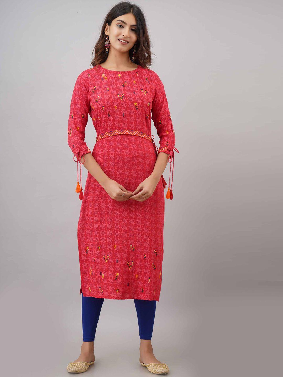 pankvi ethnic motif printed thread work straight kurta