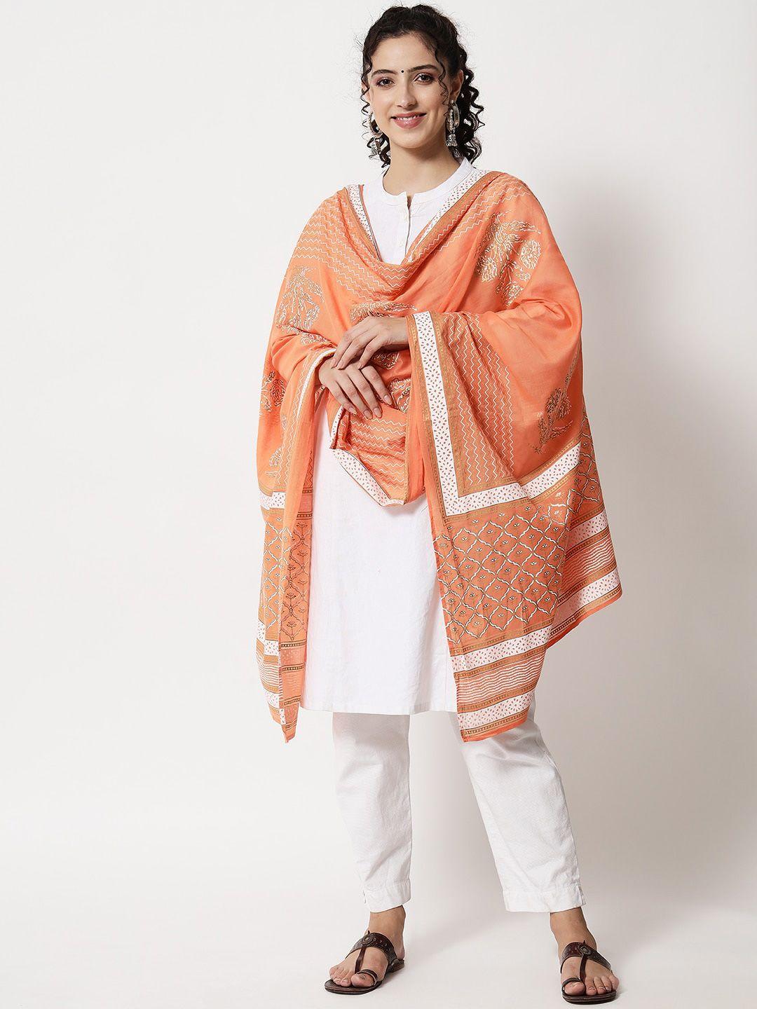 pankvi floral foil printed mulmul dupatta