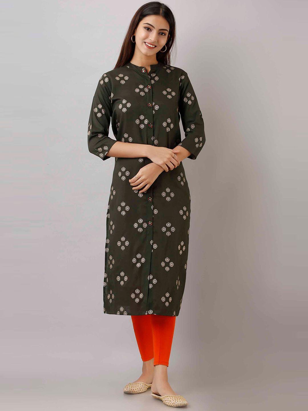 pankvi floral printed band collar kurta