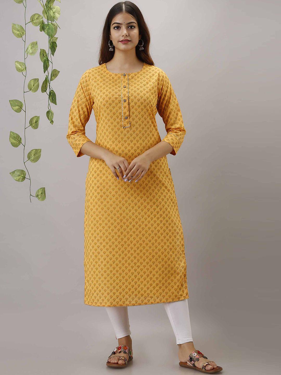 pankvi floral printed cotton straight kurta