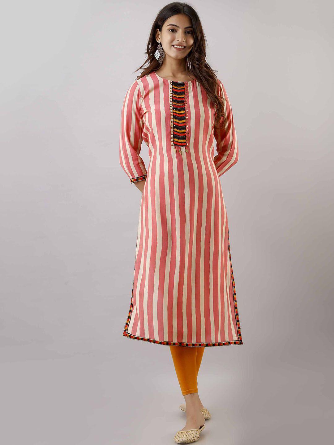 pankvi striped beads & stones kurta