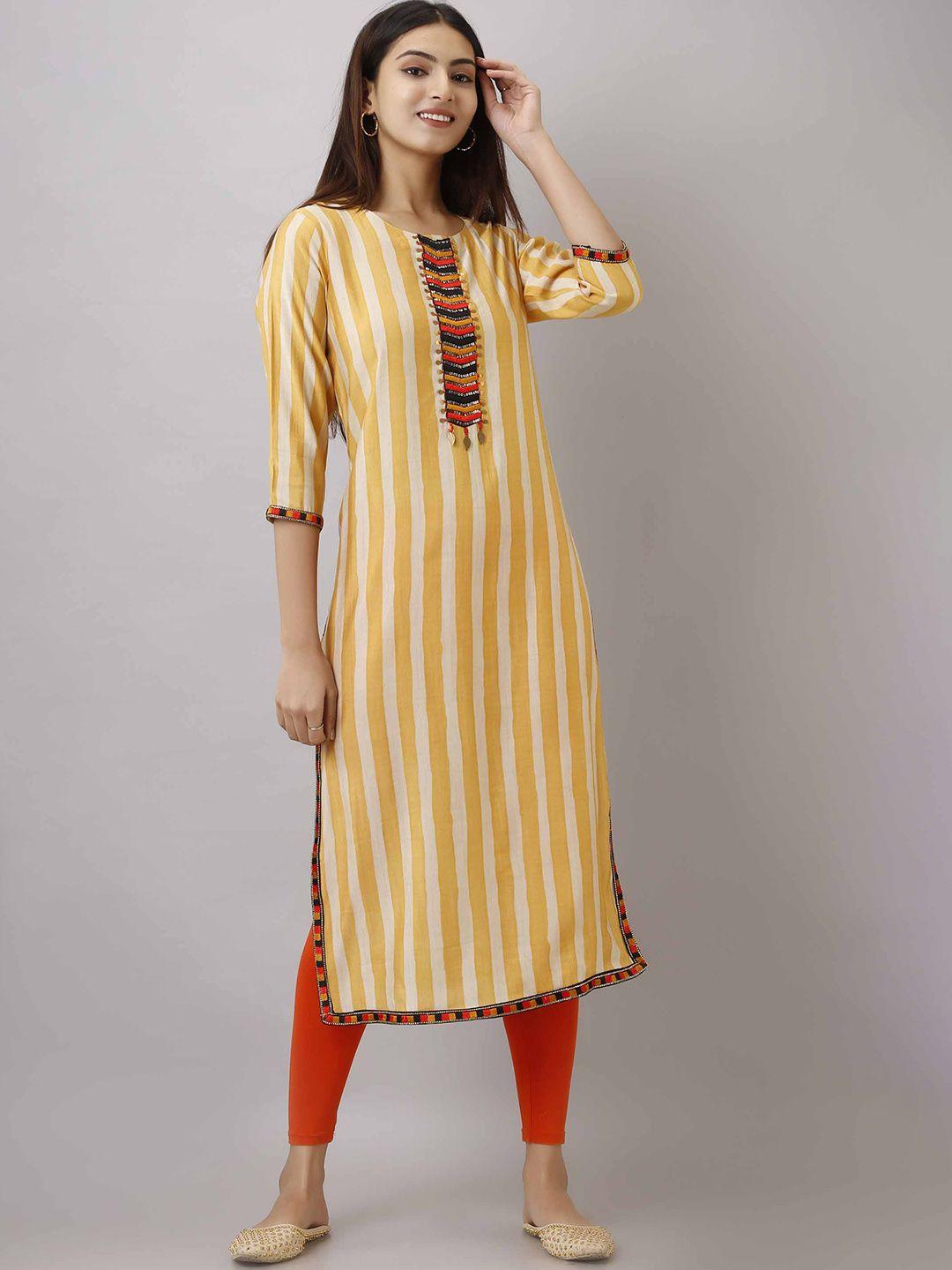 pankvi striped sequinned straight kurta