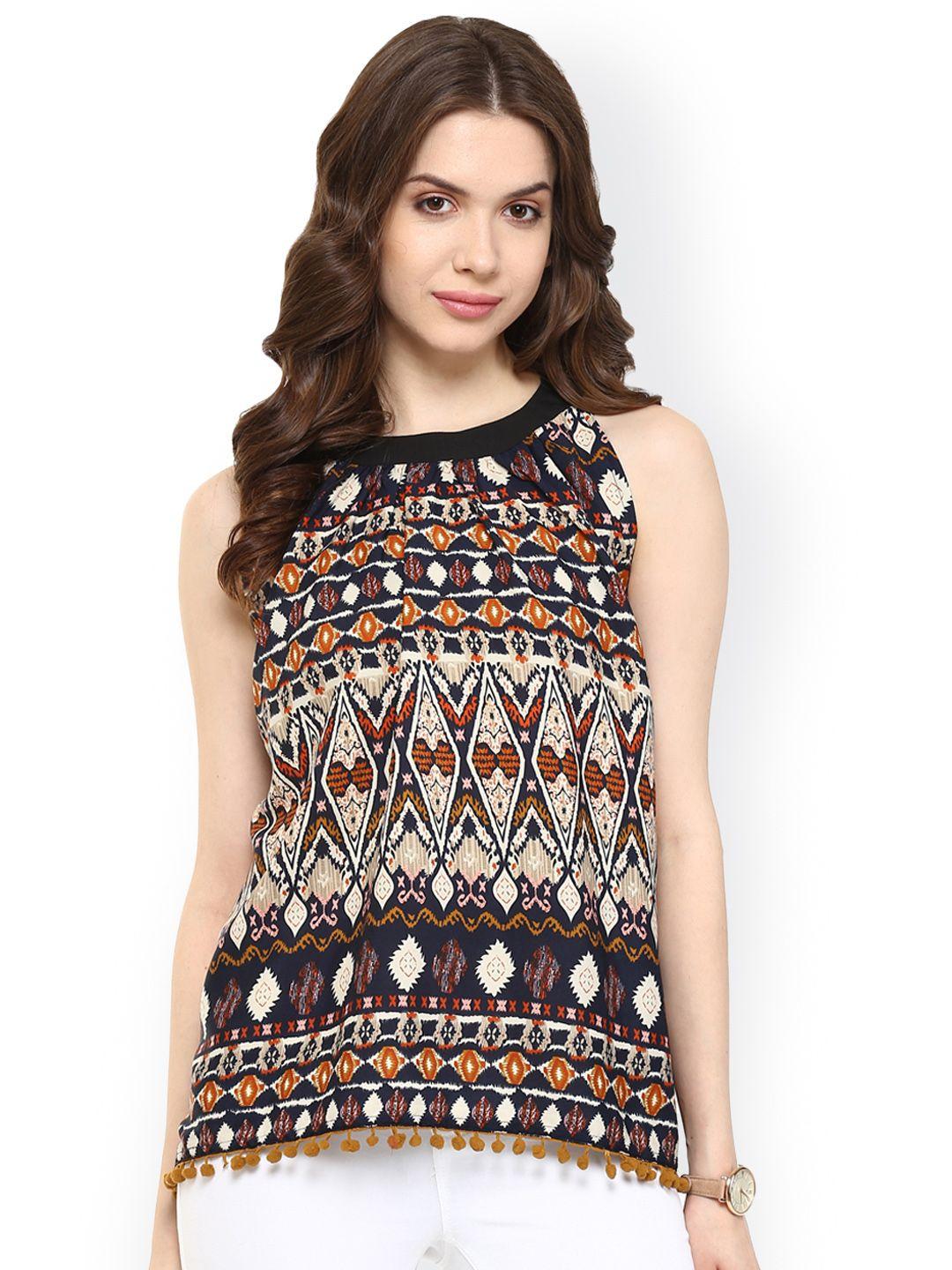 pannkh multicoloured printed polyester top