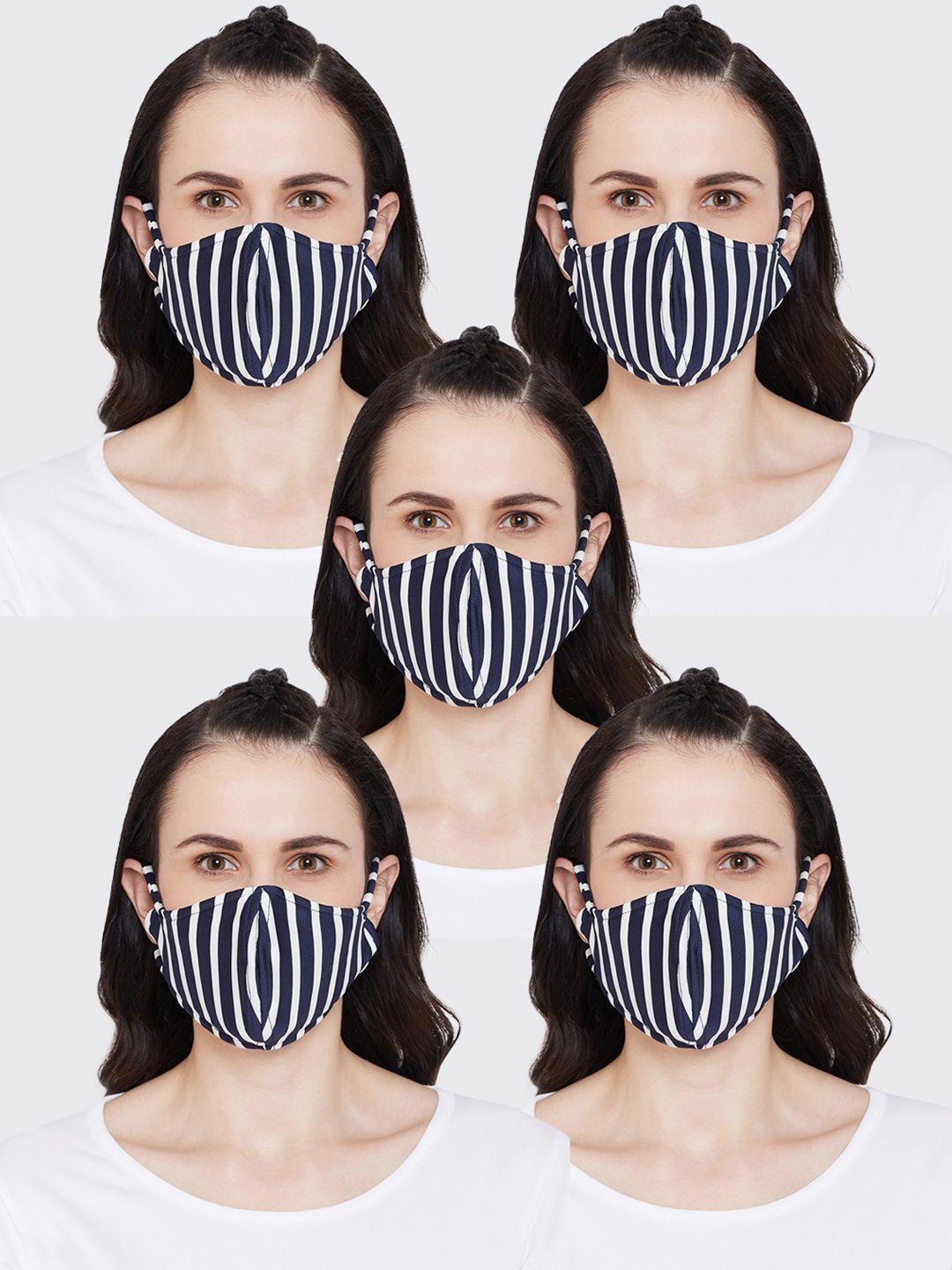 pannkh unisex 5 pcs printed 2-ply reusable pleated fabric outdoor mask
