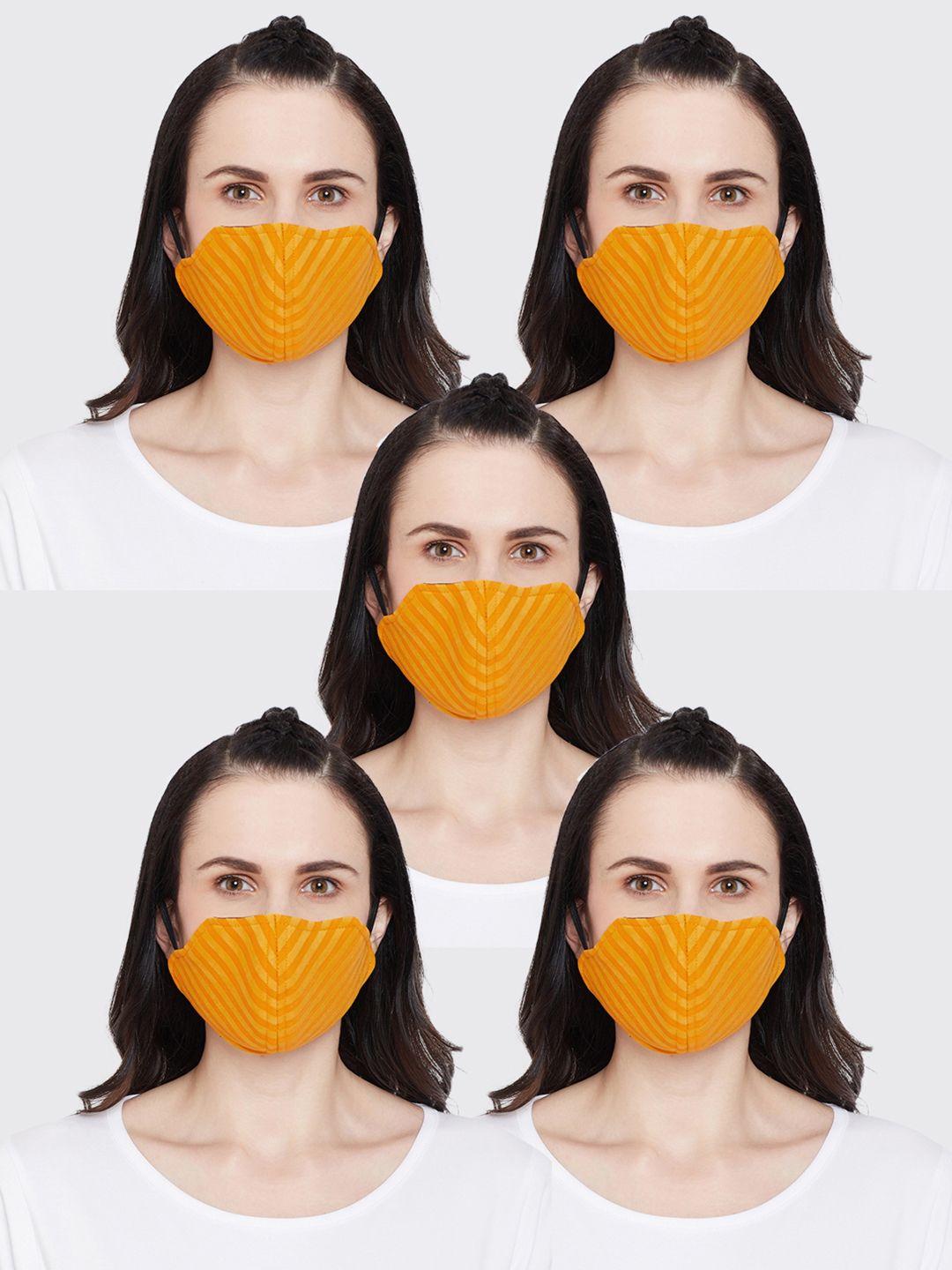 pannkh unisex yellow 5 pcs 2 ply solid reusable outdoor masks