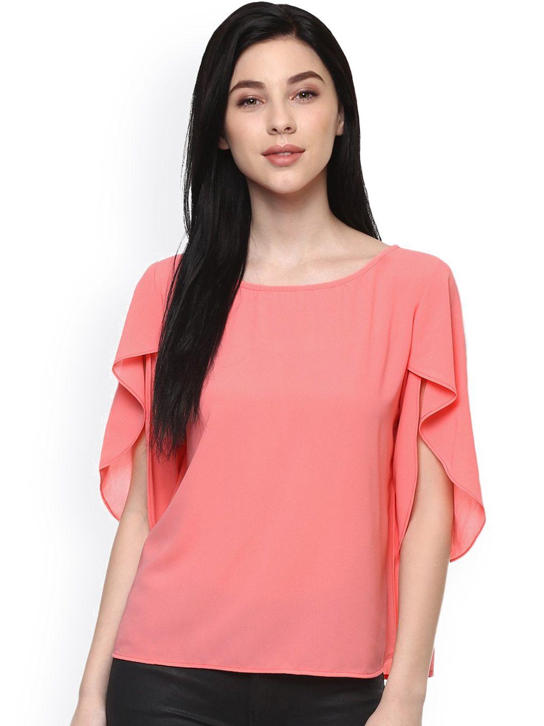 pannkh women coral pink solid top