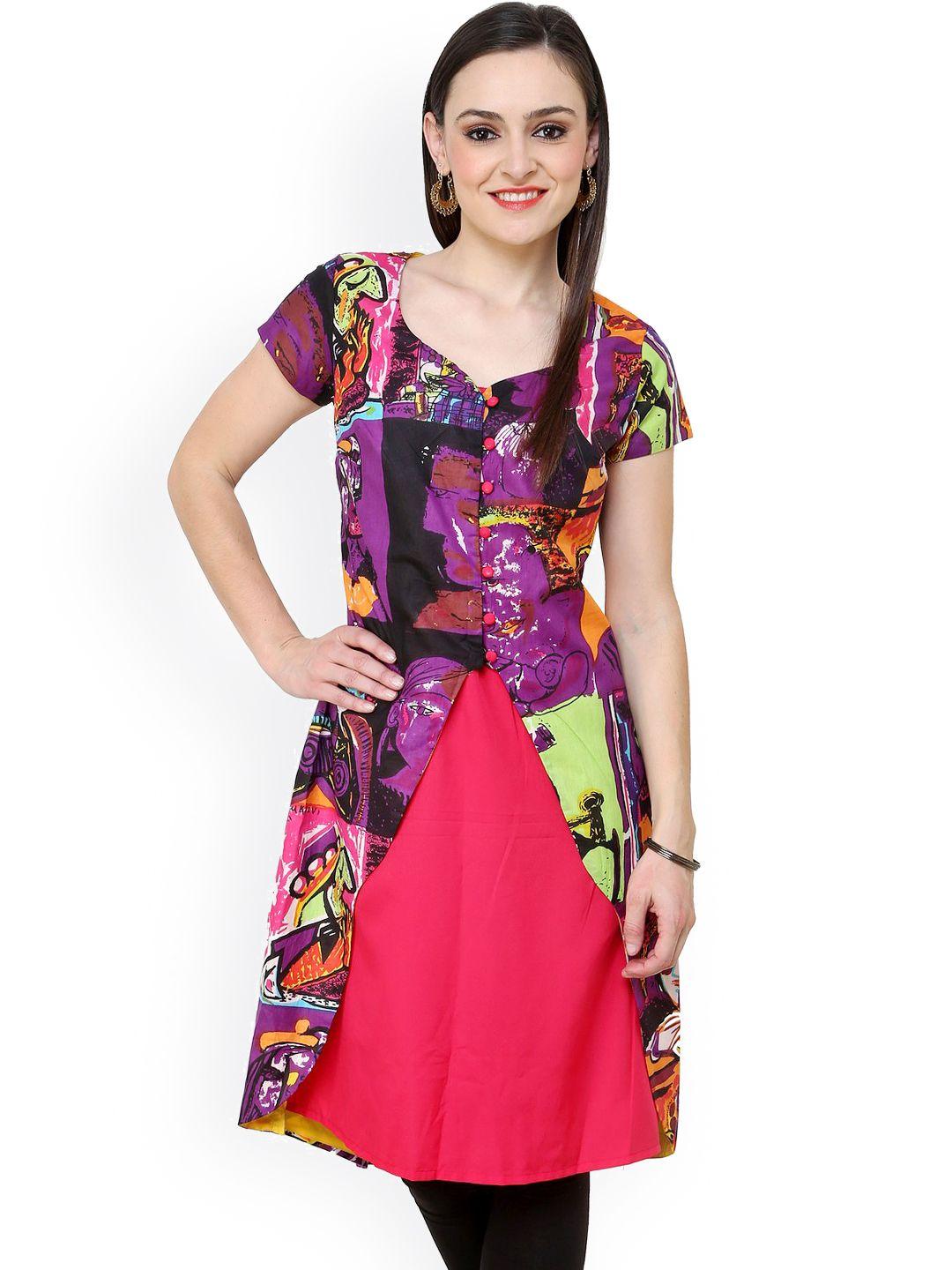 pannkh black & purple digital print kurta