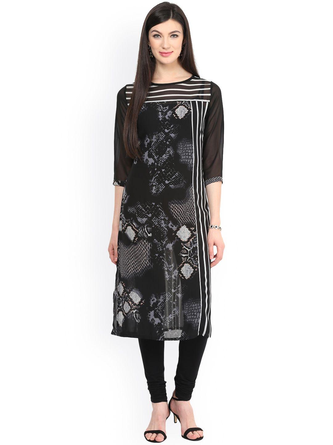 pannkh black printed kurta