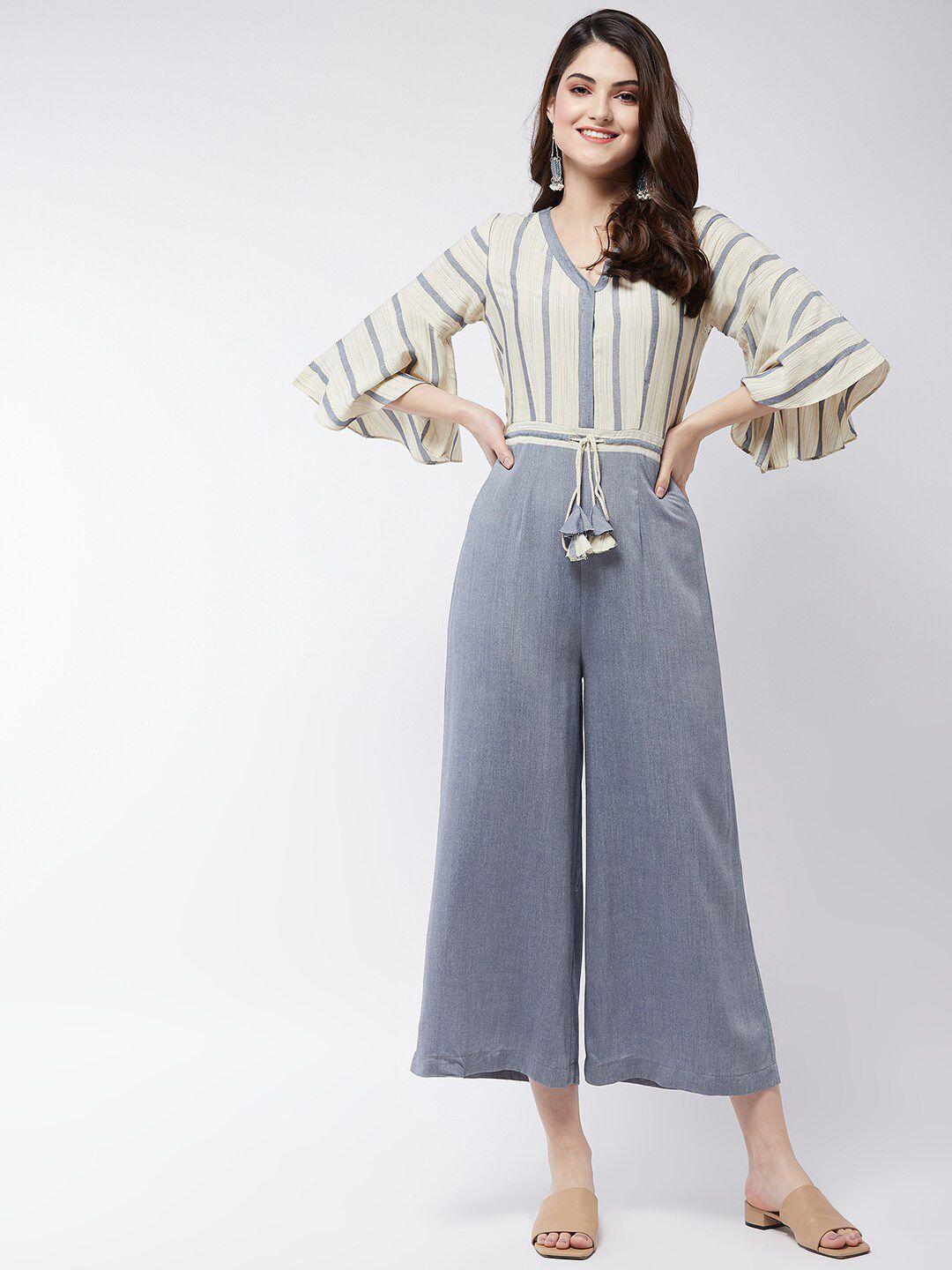 pannkh blue striped culotte jumpsuit