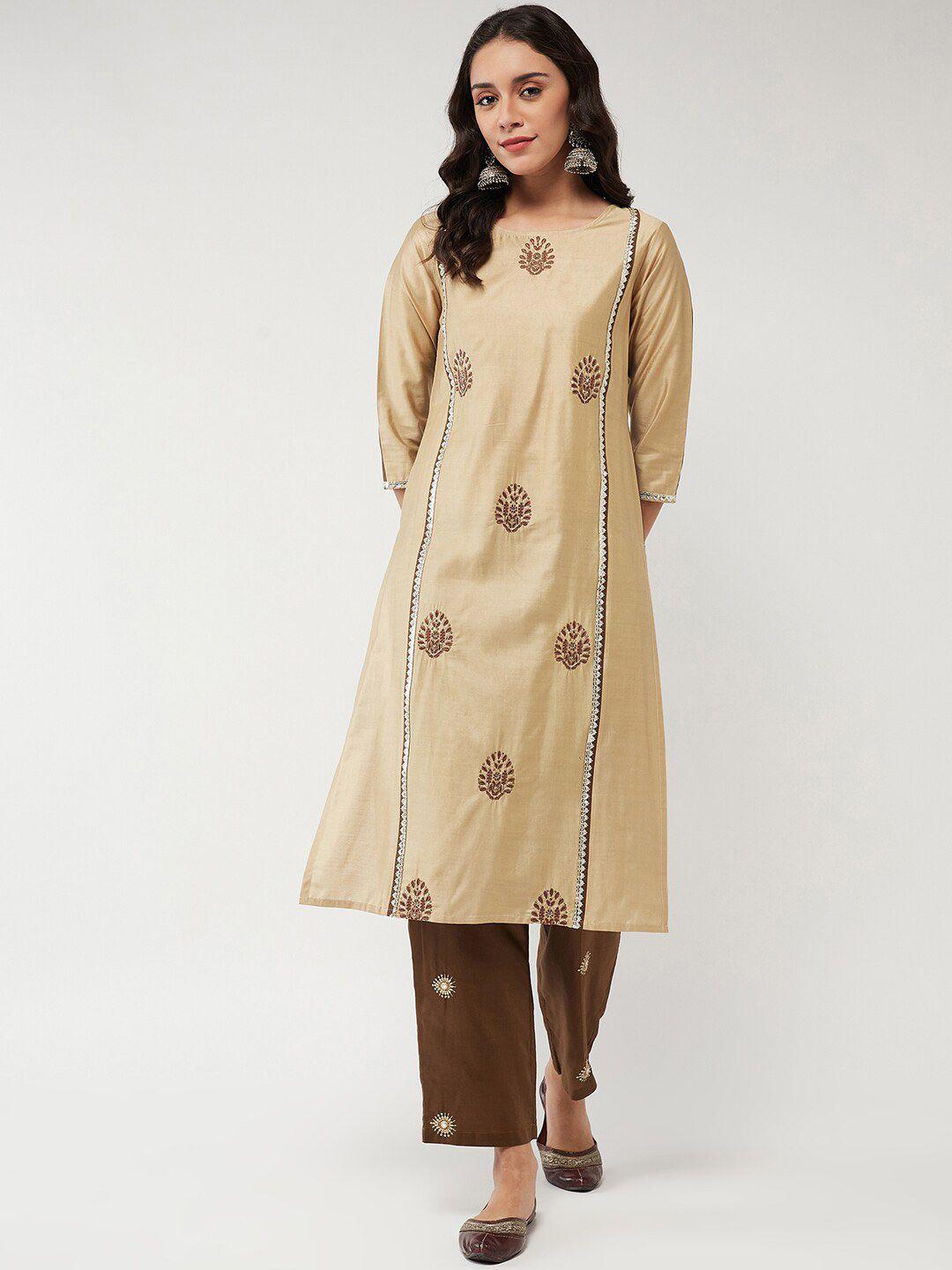 pannkh ethnic motifs embroidered thread work straight kurta