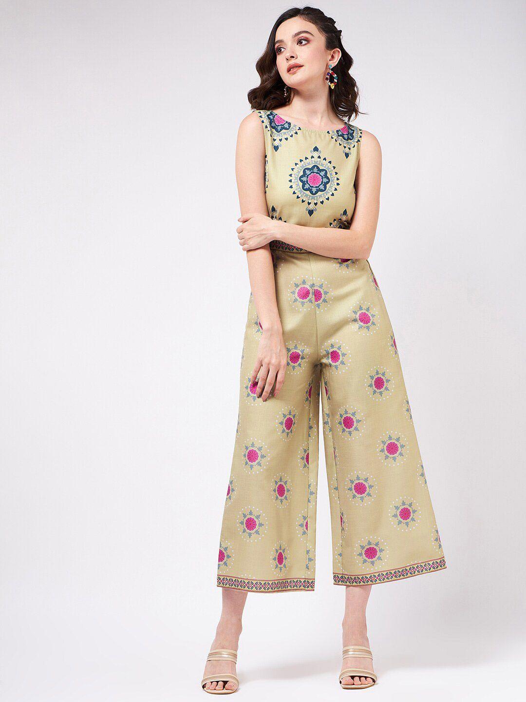 pannkh ethnic motifs printed basic jumpsuit